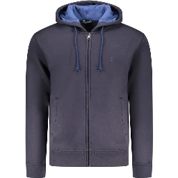 Blue Cotton Men's Hooded Sweatshirt