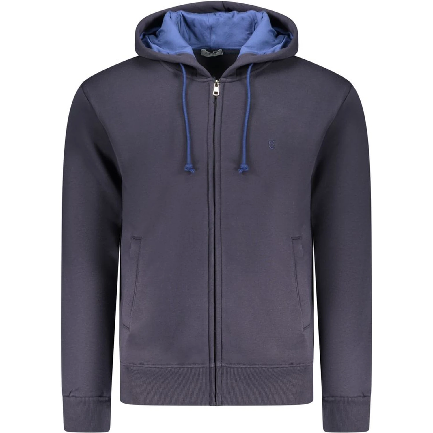 Blue Cotton Men's Hooded Sweatshirt