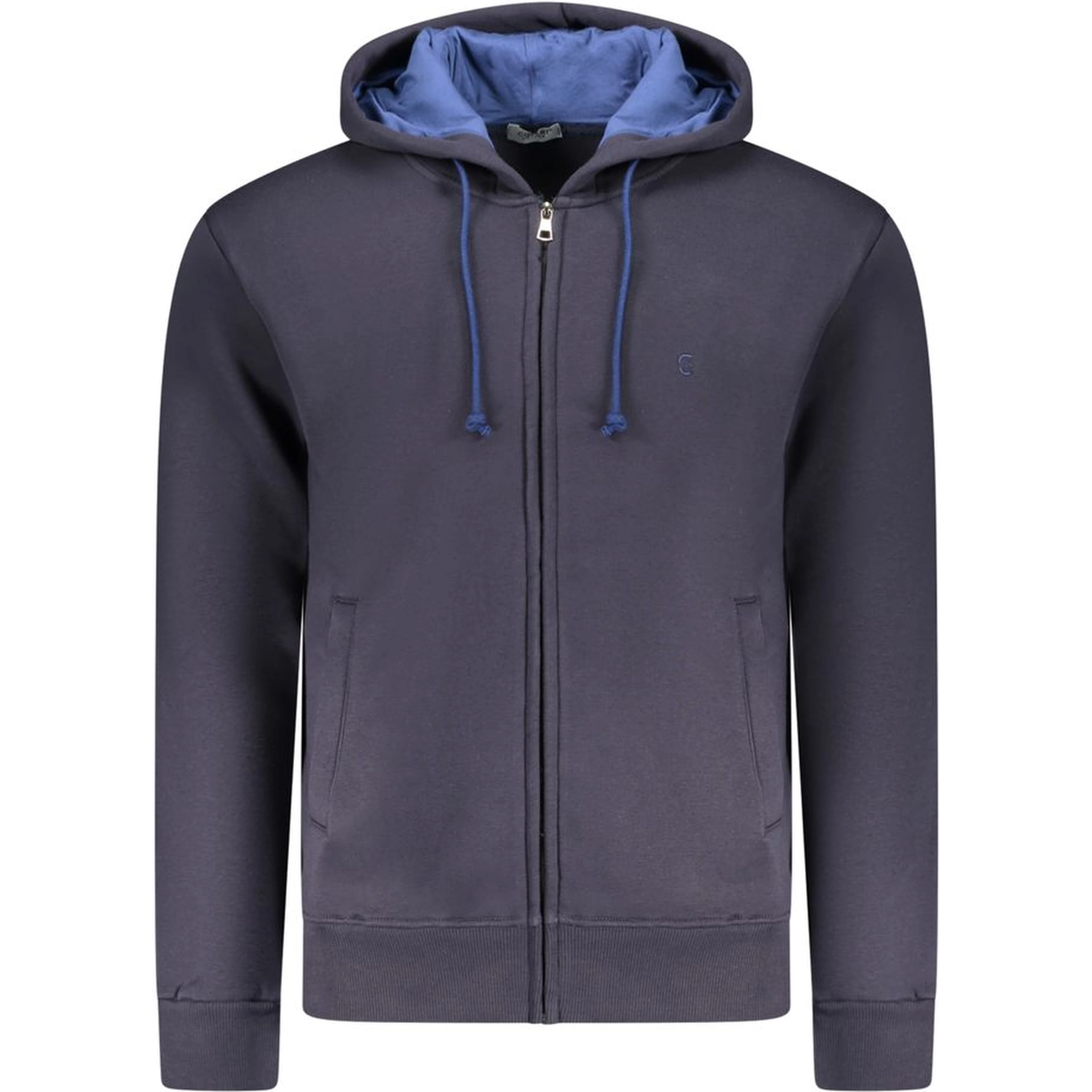 Blue Cotton Men's Hooded Sweatshirt