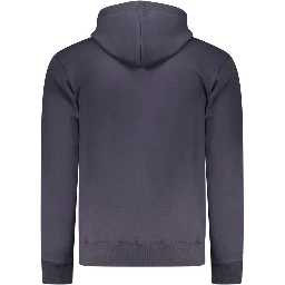 Blue Cotton Men's Hooded Sweatshirt