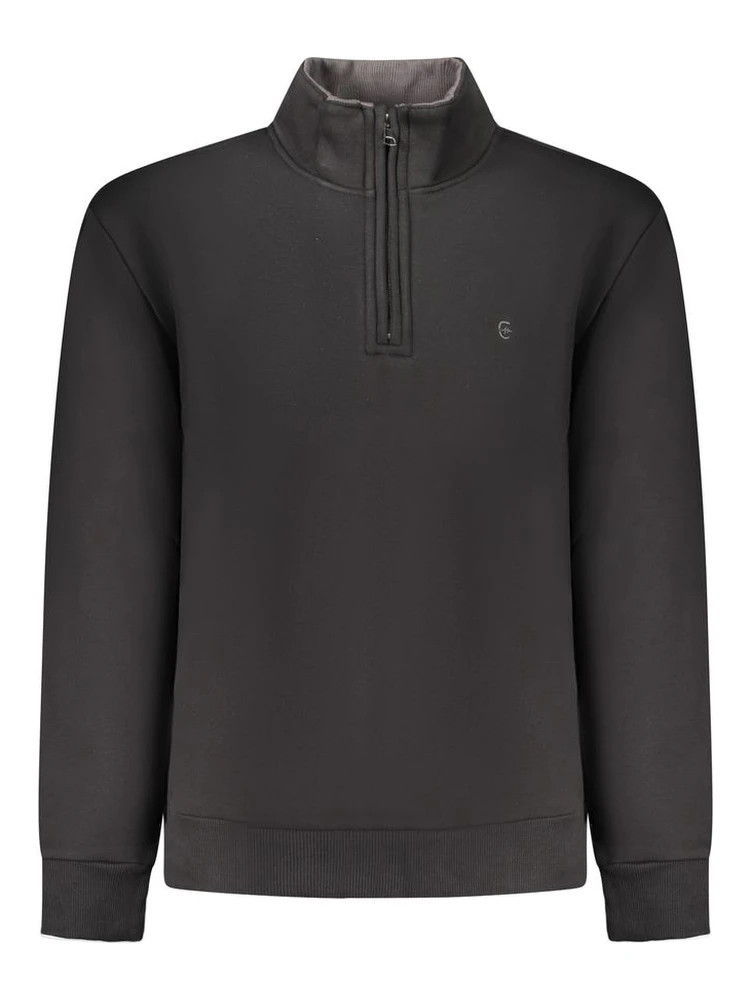 Black Cotton Men Sweatshirt