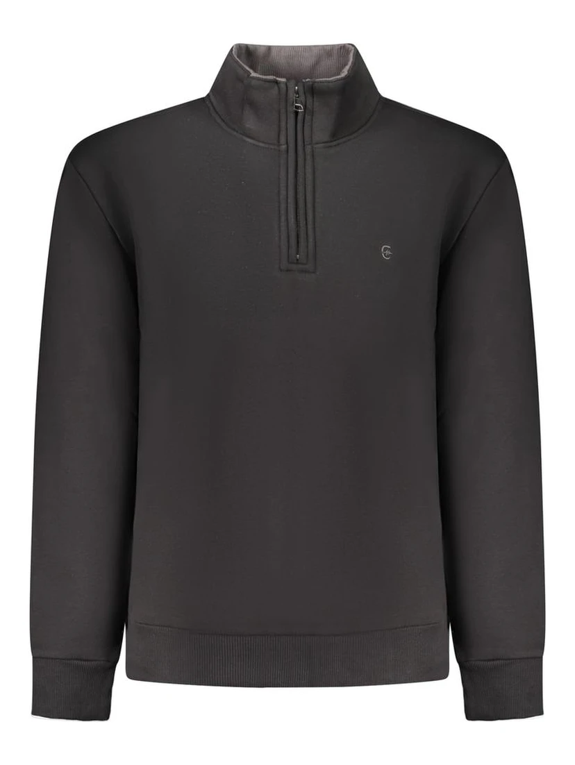 Black Cotton Men Sweatshirt