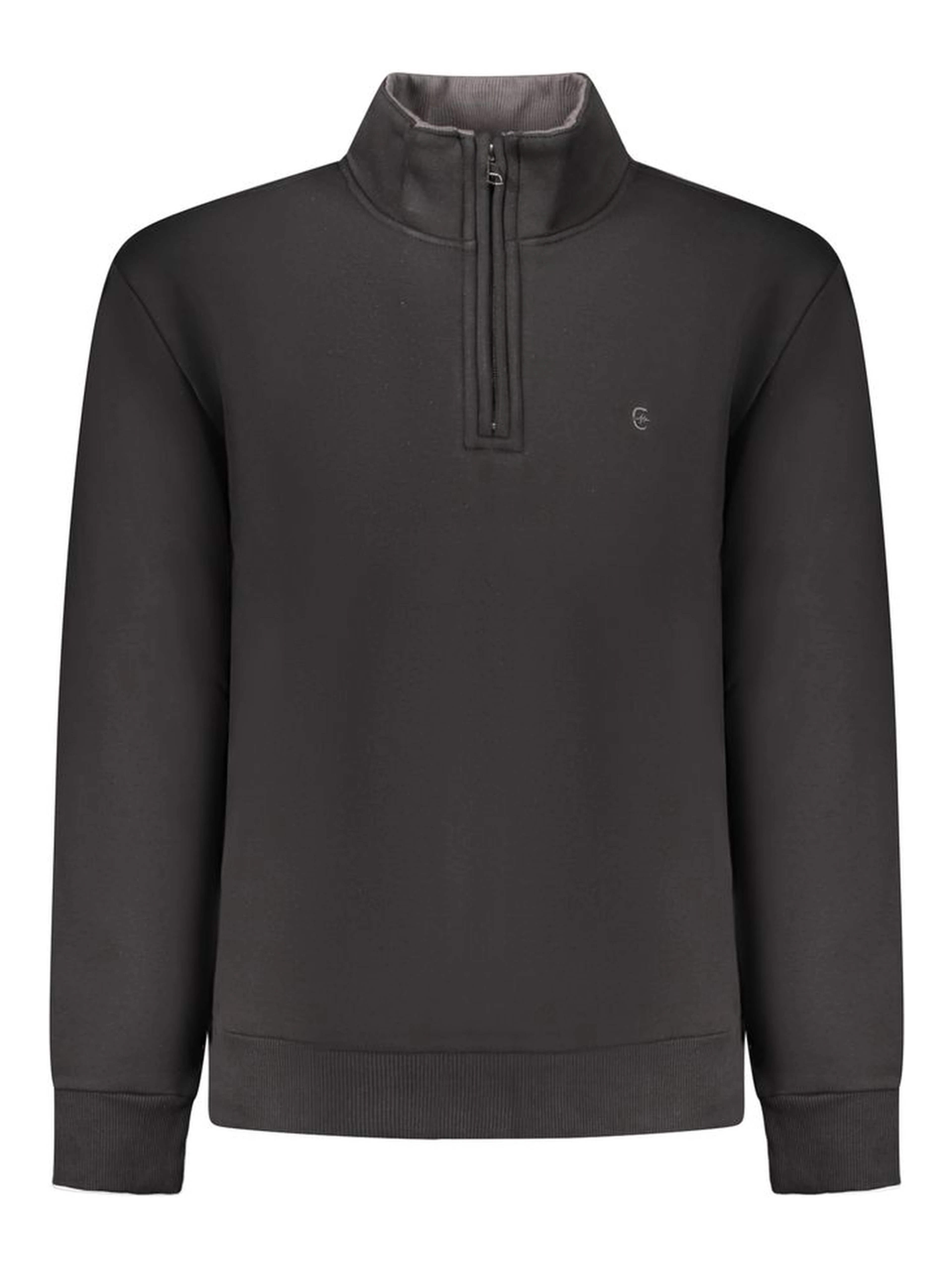 Black Cotton Men Sweatshirt