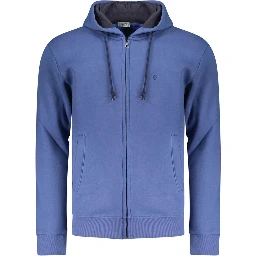 Blue Cotton Men's Hoodie Sweatshirt