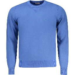 Blue Viscose Men Sweater