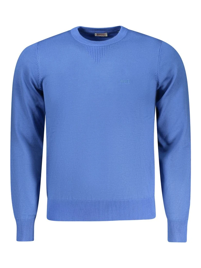 Blue Viscose Men Sweater