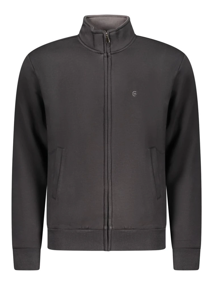 Black Cotton Men Sweatshirt