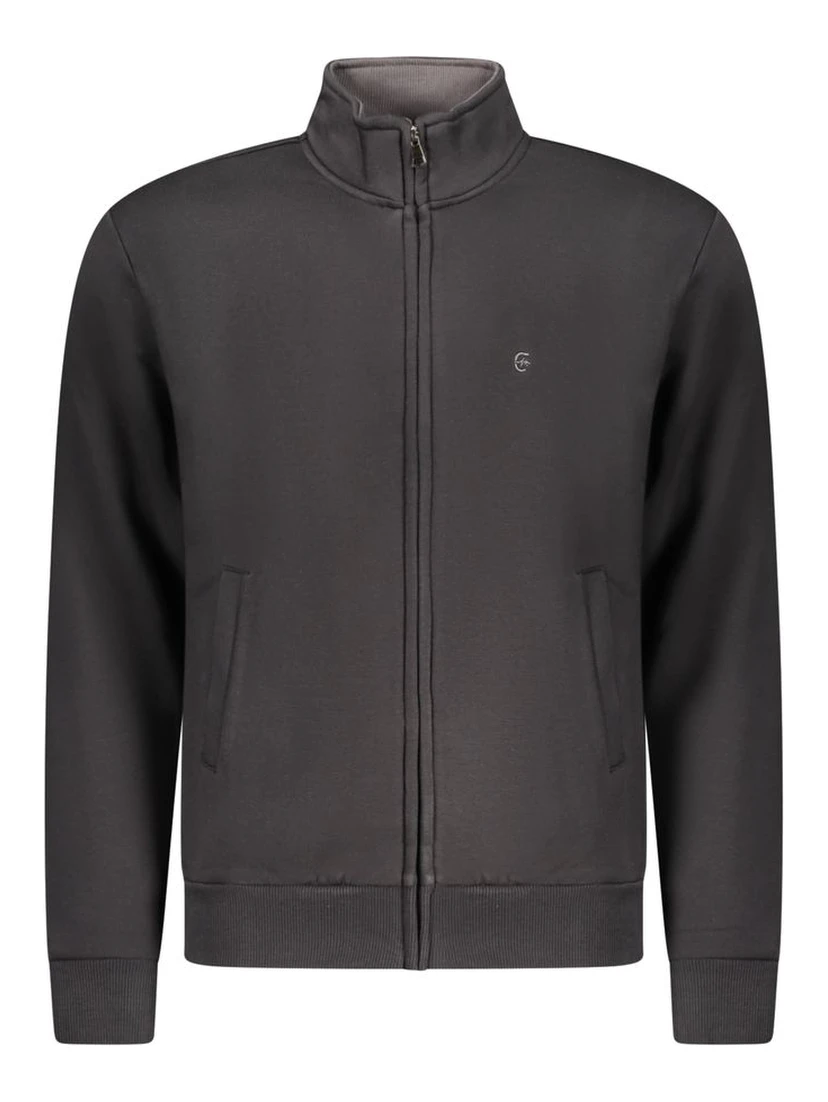 Black Cotton Men Sweatshirt