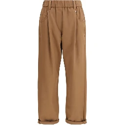 Brown Cotton Casual Pants
