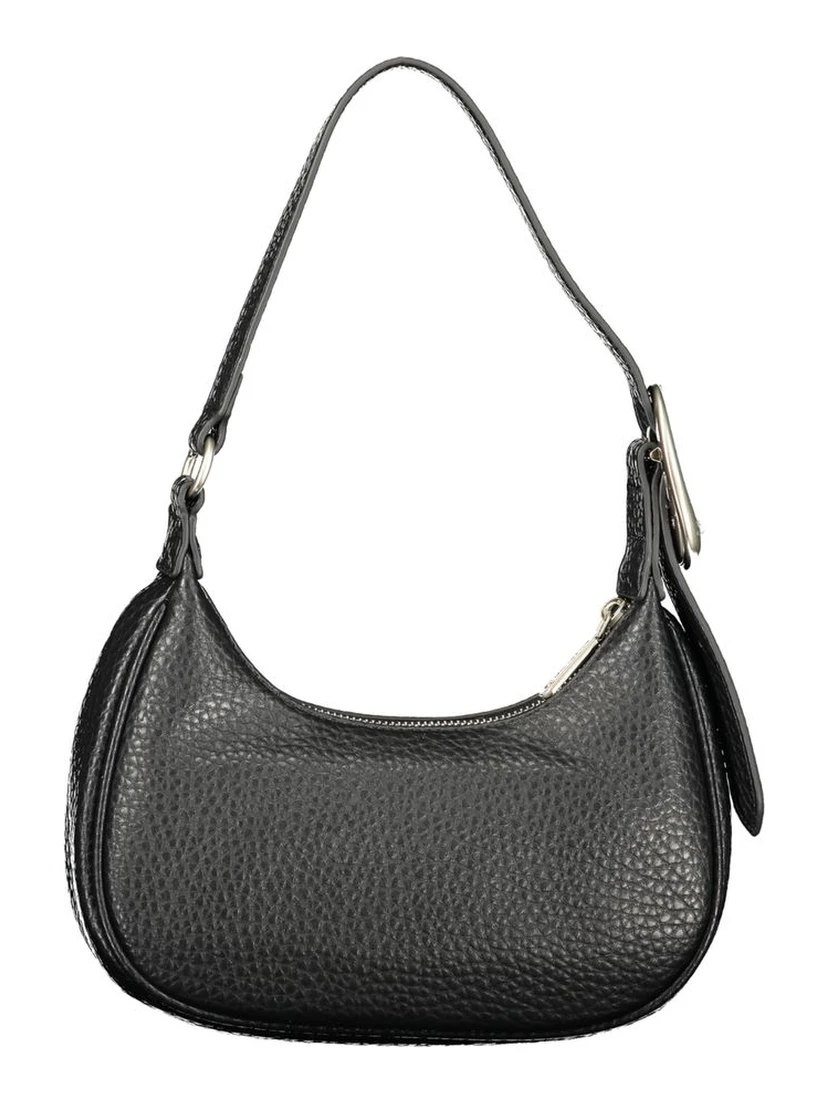 Black Polyurethane Women Shoulder Bag