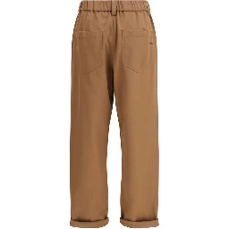 Brown Cotton Casual Pants