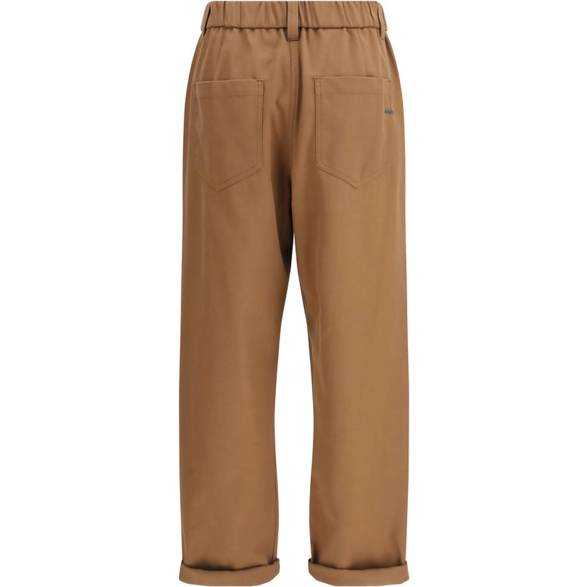 Brown Cotton Casual Pants