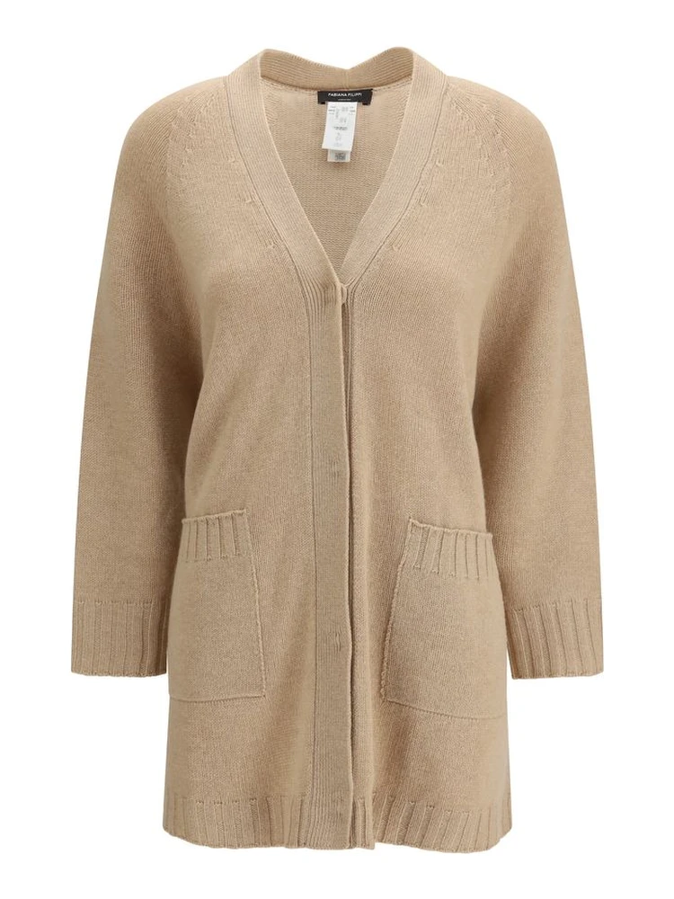 Beige Fleece Wool Cardigan