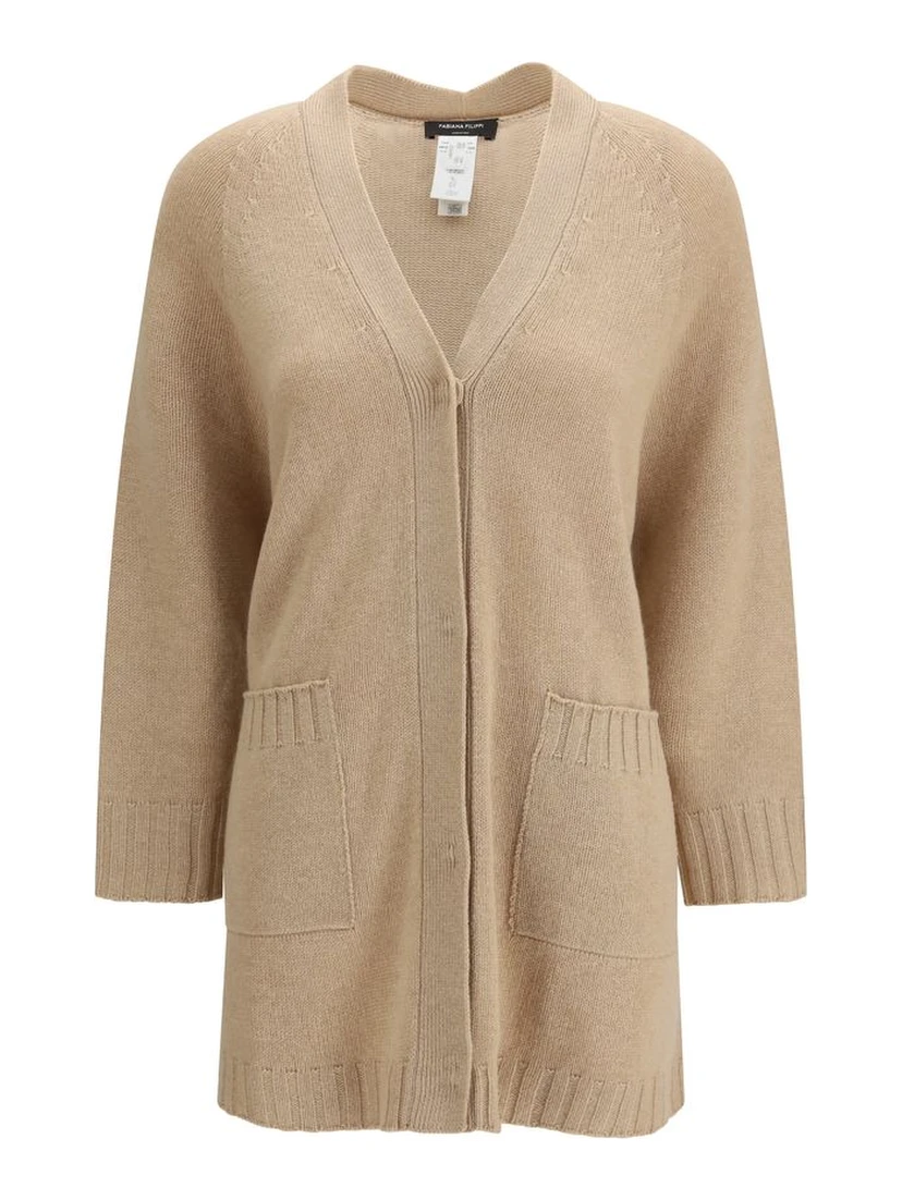 Beige Fleece Wool Cardigan