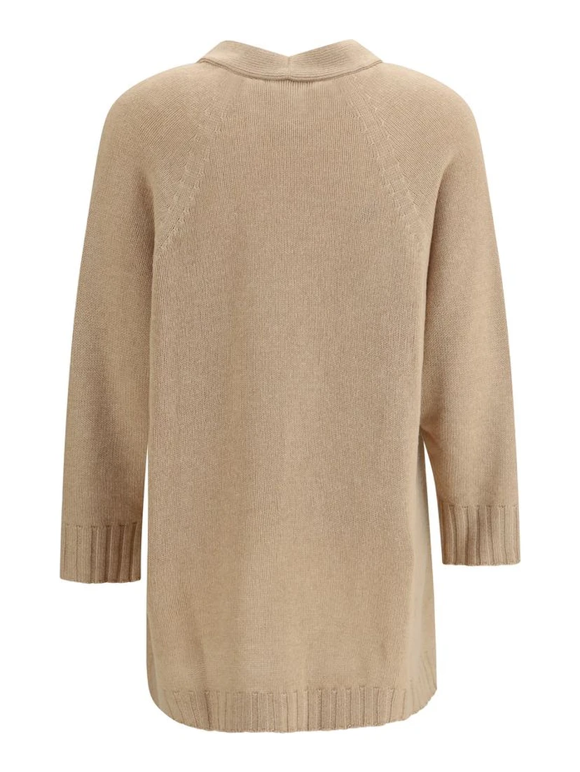 Beige Fleece Wool Cardigan