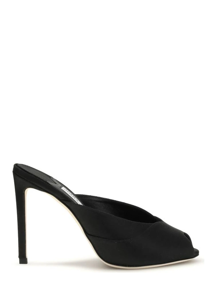 Black Calf Leather Bos Taurus Stiletto Heel Sandals