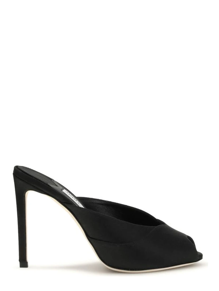 Black Calf Leather Bos Taurus Stiletto Heel Sandals
