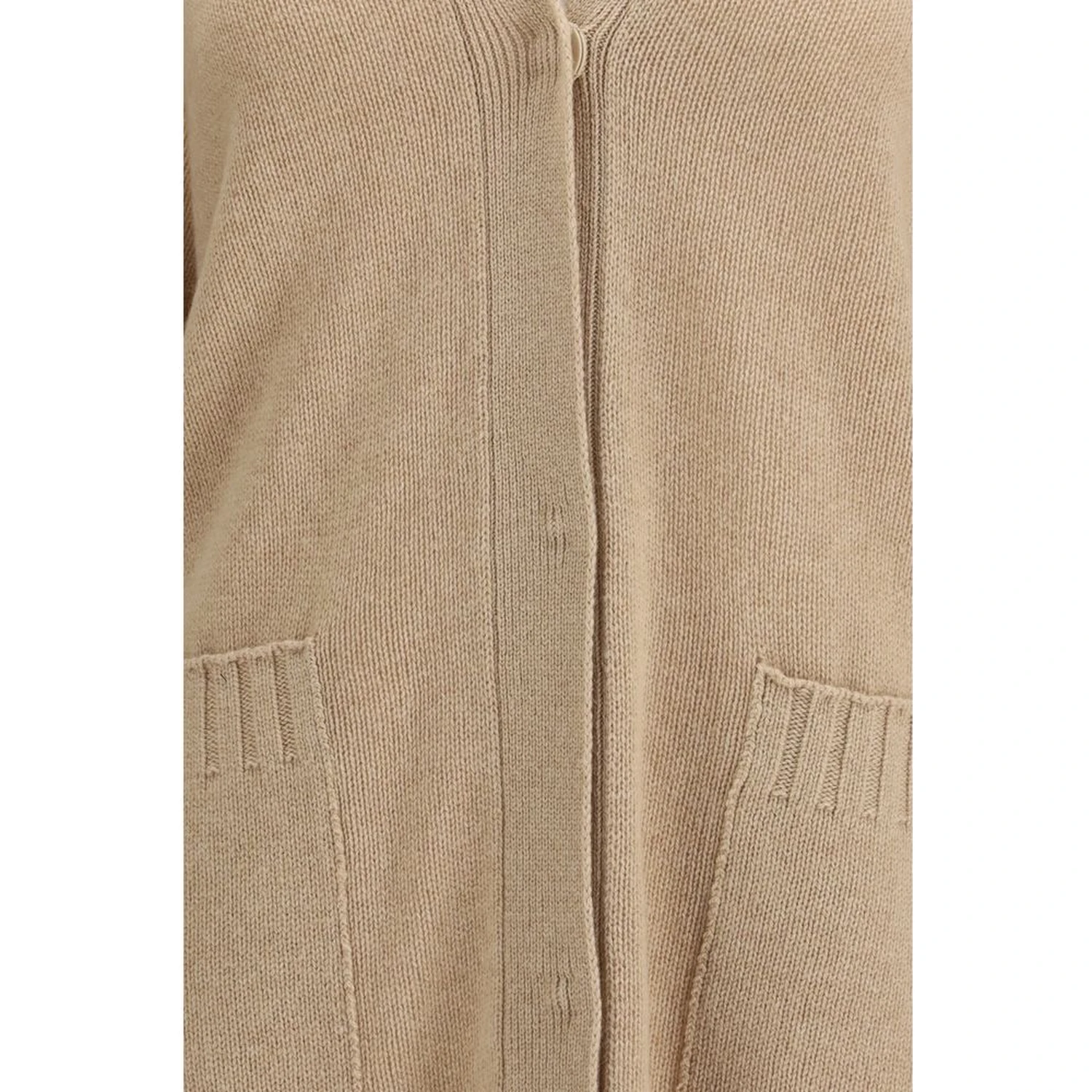 Beige Fleece Wool Cardigan