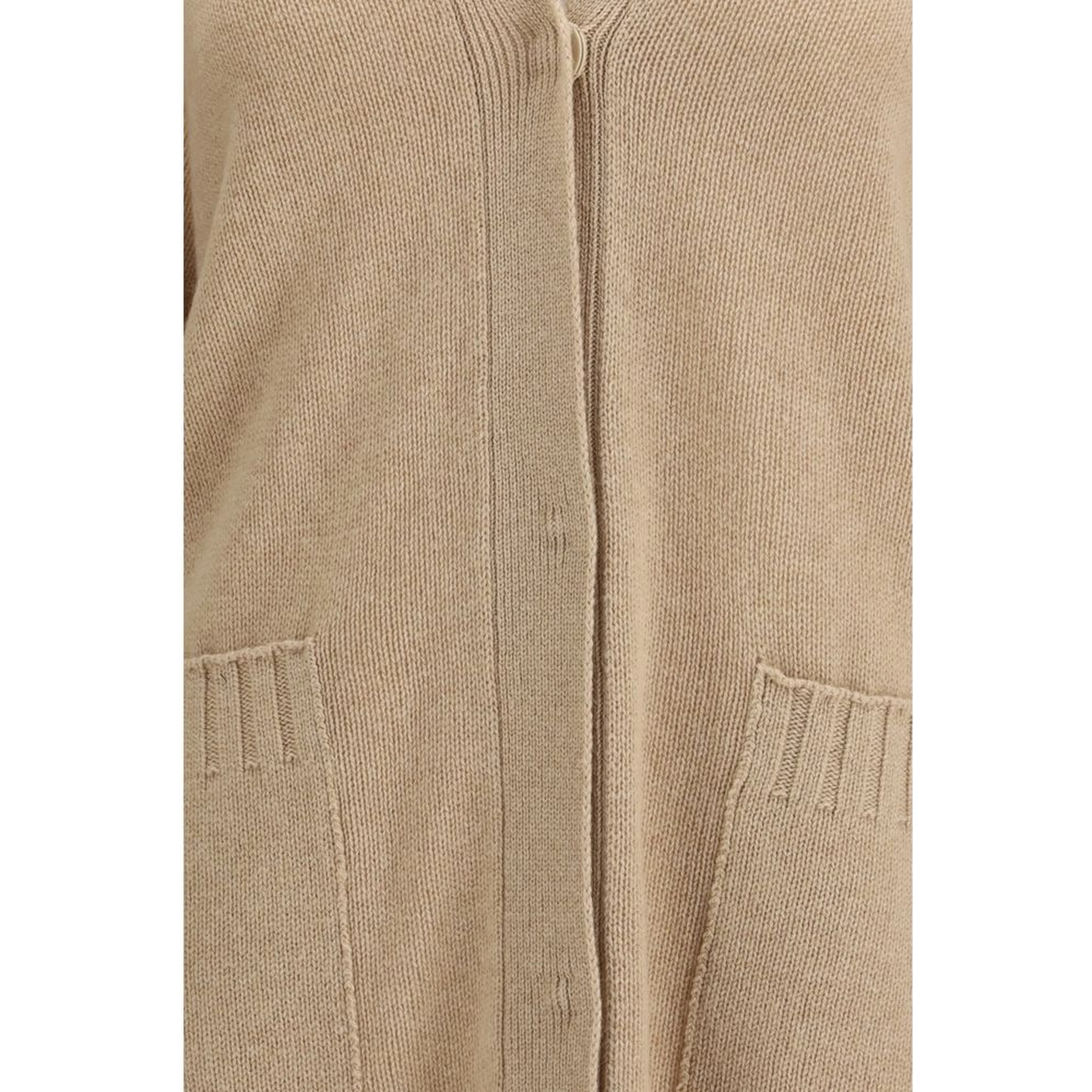 Beige Fleece Wool Cardigan
