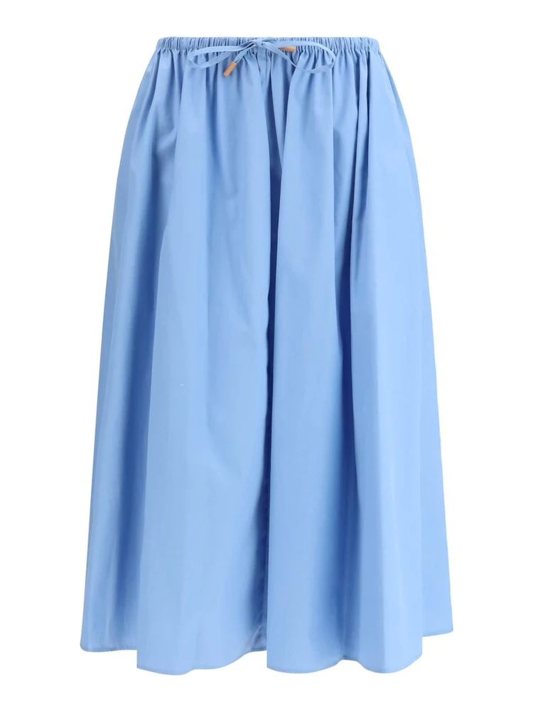 Light Blue Cotton Midi Skirt