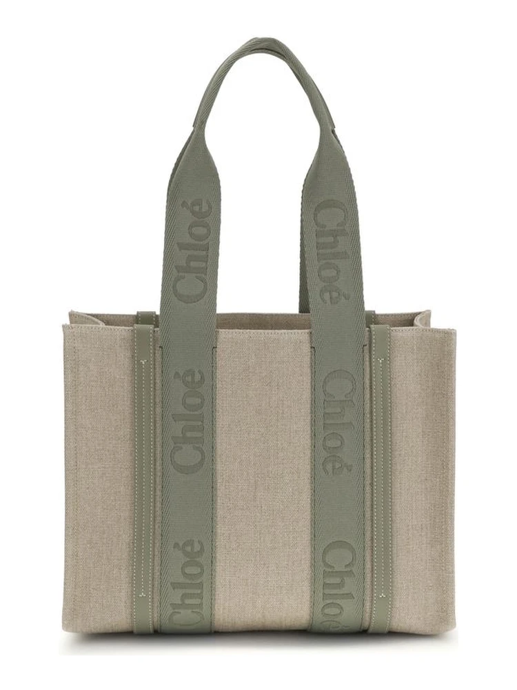 Beige Linen Shoulder Bag