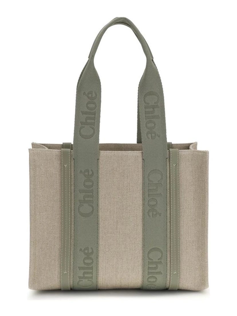 Beige Linen Shoulder Bag