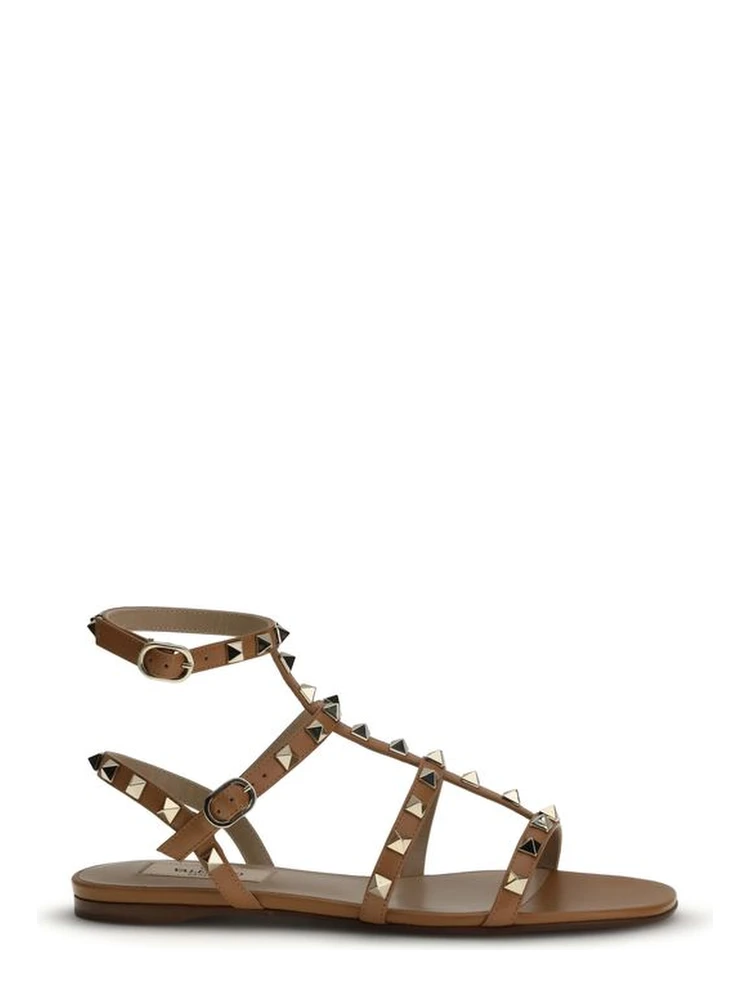 Beige Calf Leather Bos Taurus Flat Sandals