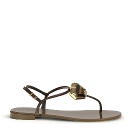 Brown Stainless Steel Flat Sandals