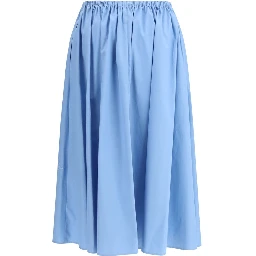 Light Blue Cotton Midi Skirt