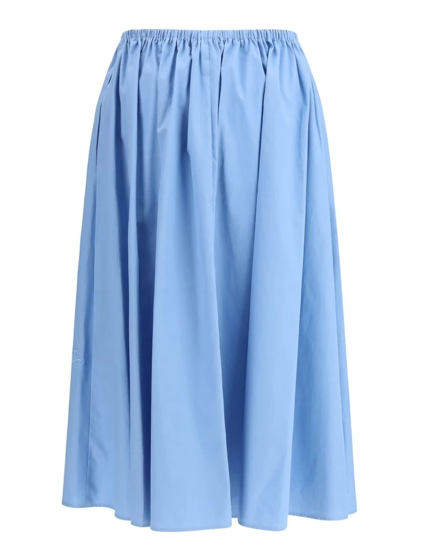Light Blue Cotton Midi Skirt
