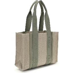 Beige Linen Shoulder Bag