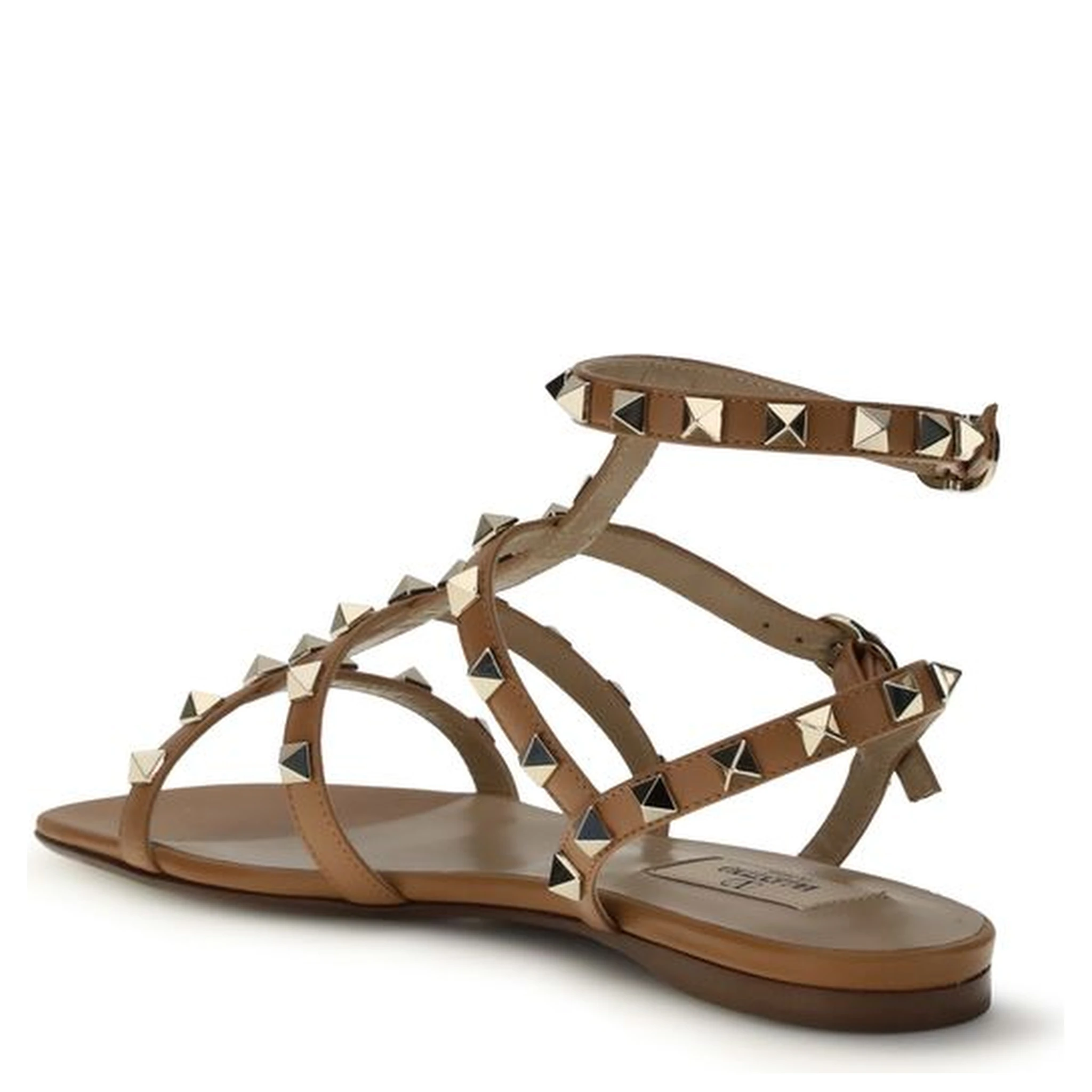 Beige Calf Leather Bos Taurus Flat Sandals
