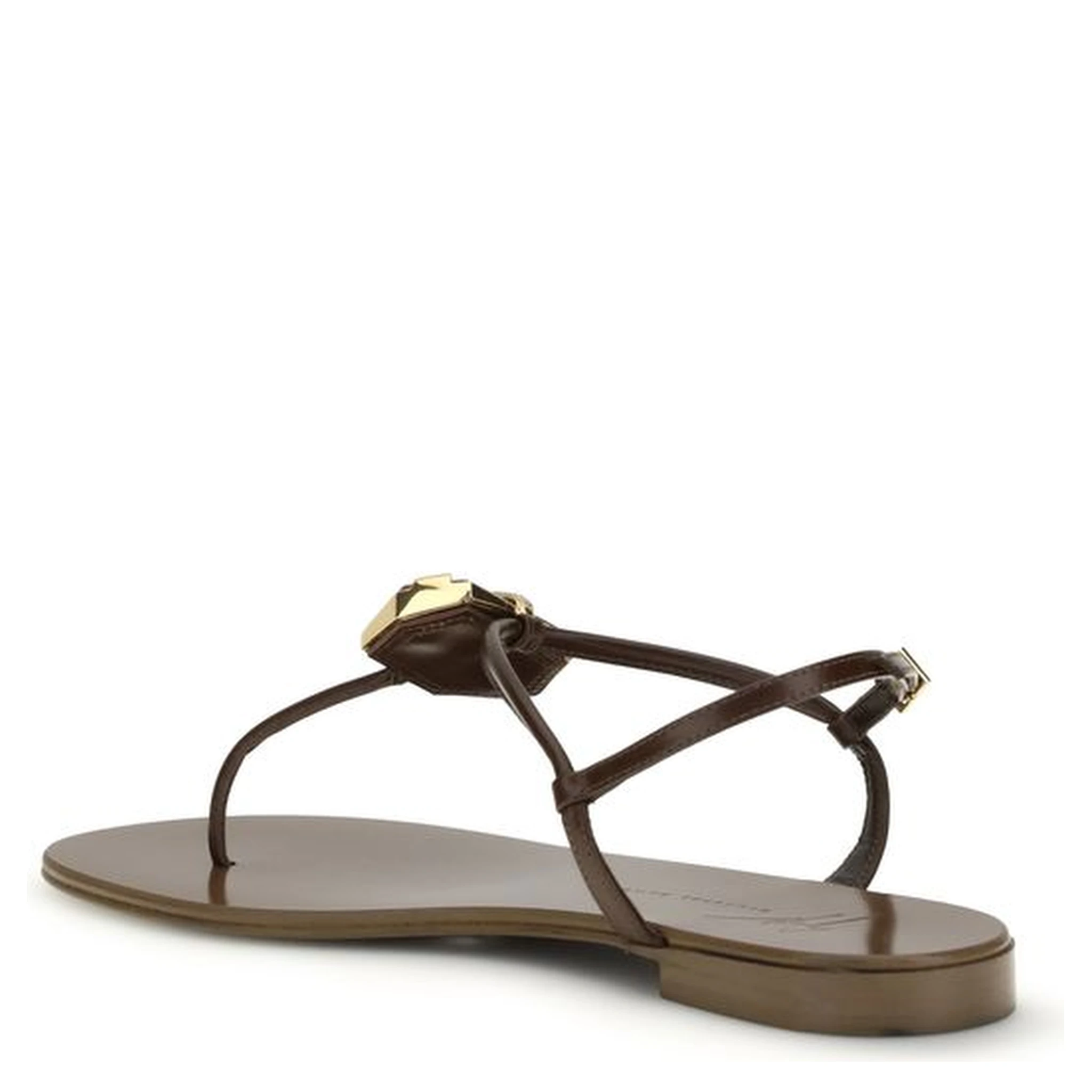 Brown Stainless Steel Flat Sandals