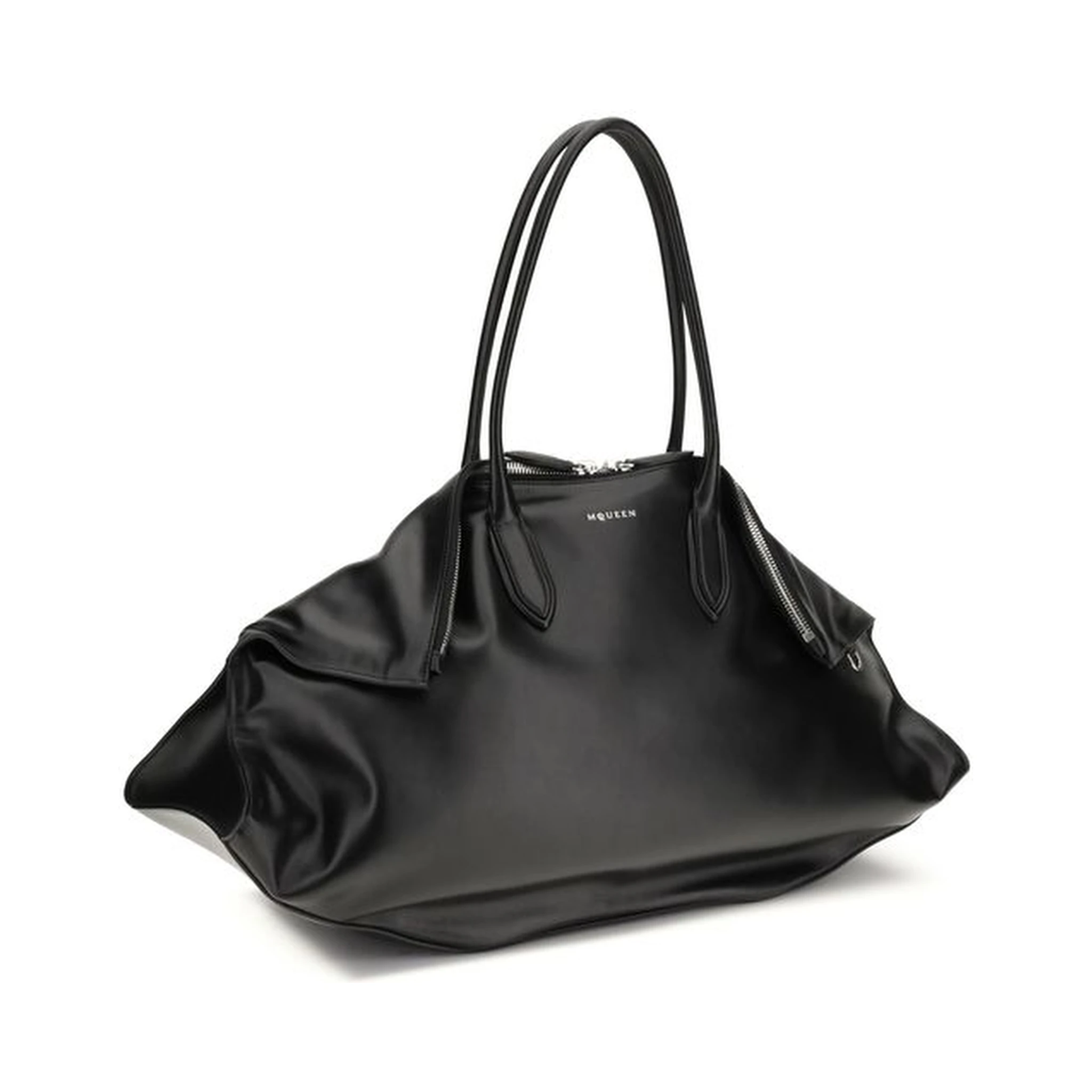 حقيبة كتف بوس توروس من جلد العجل الأسود