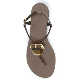 Brown Stainless Steel Flat Sandals