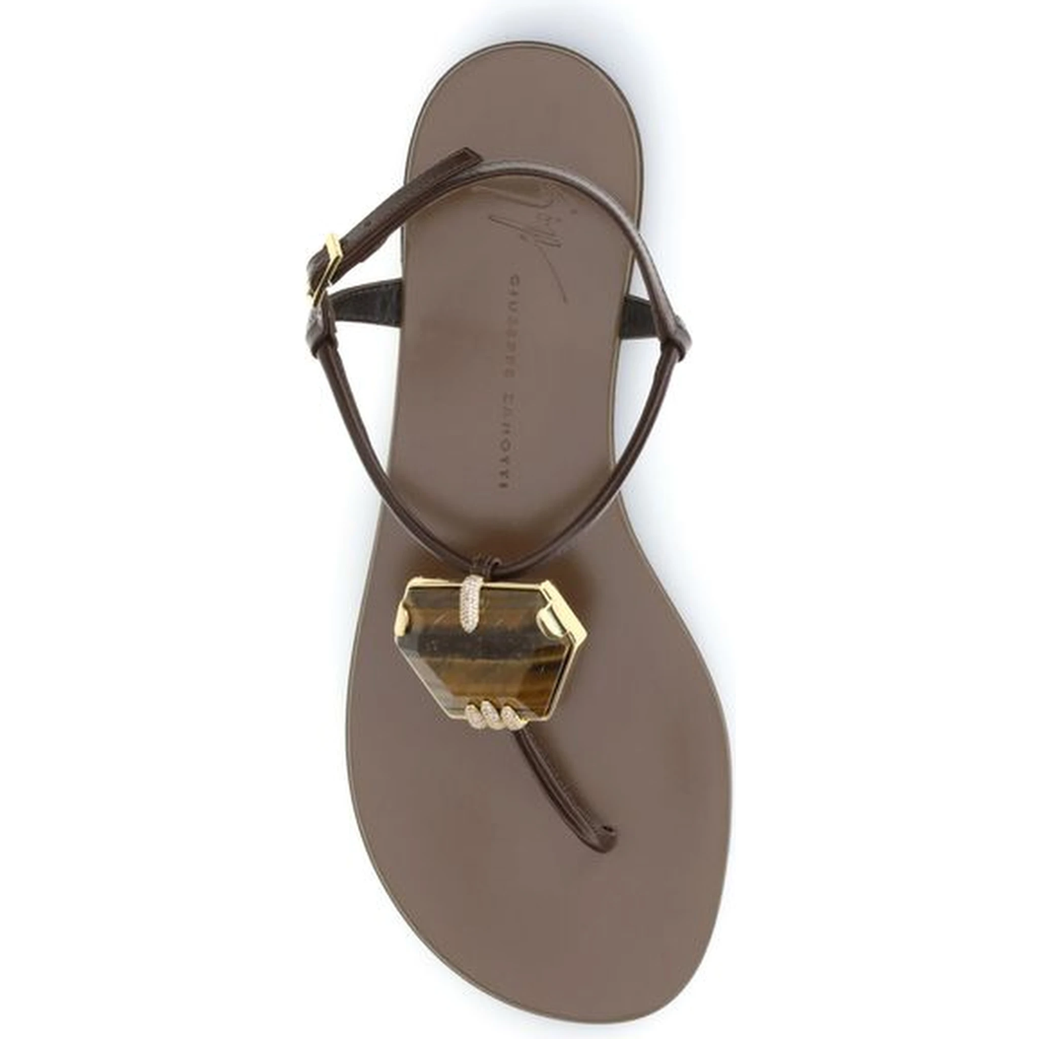 Brown Stainless Steel Flat Sandals