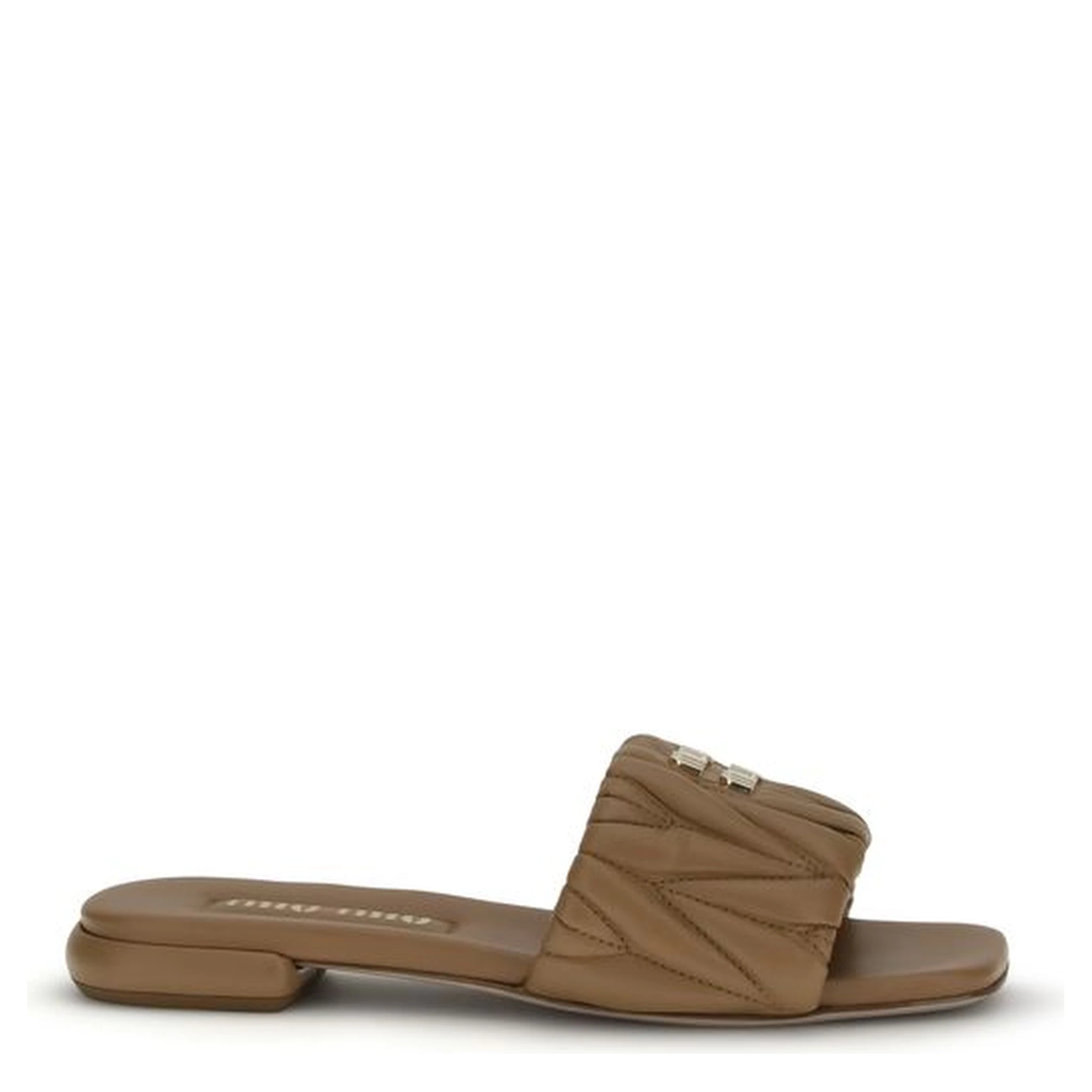 Beige Calf Leather Bos Taurus Flat Sandals