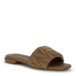 Beige Calf Leather Bos Taurus Flat Sandals