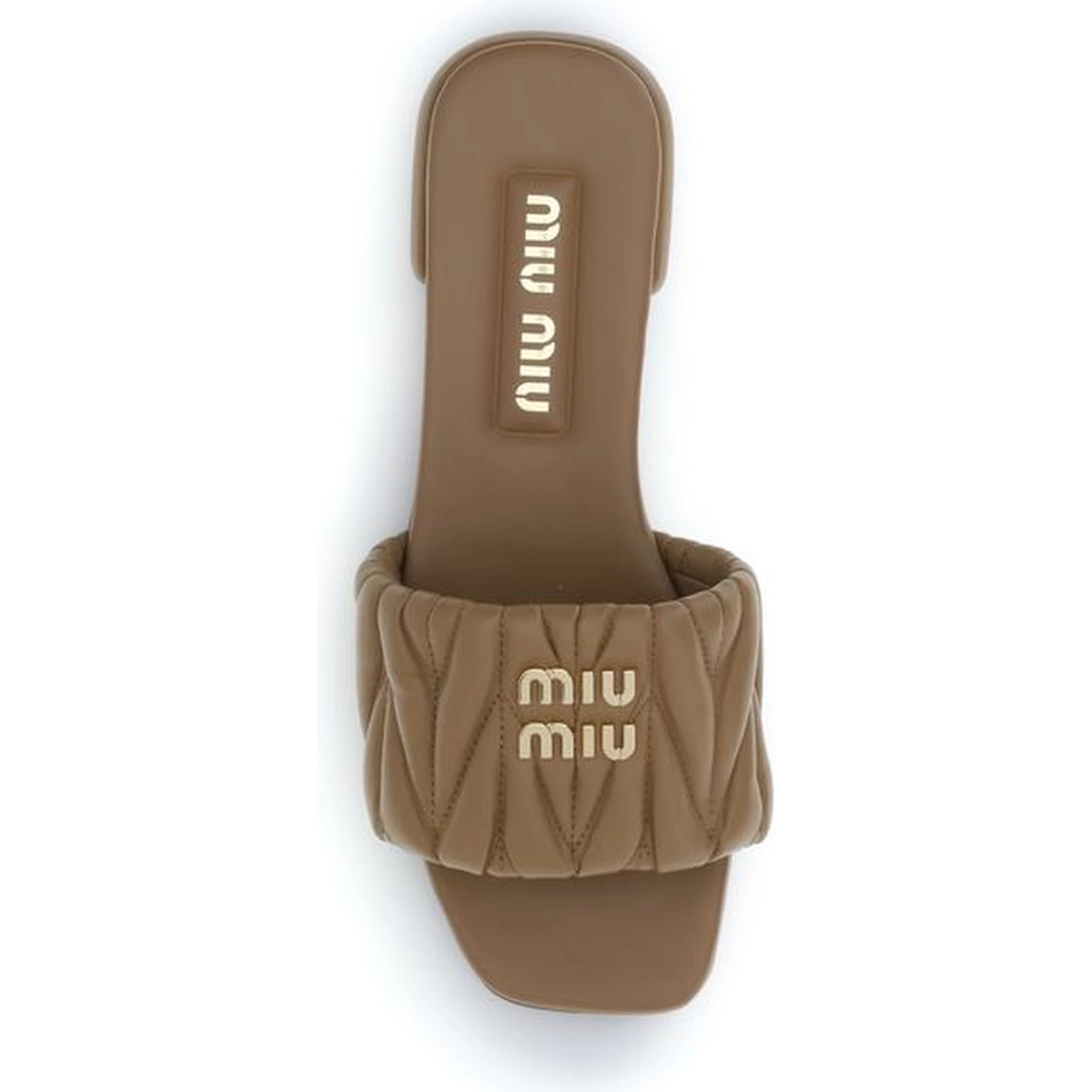 Beige Calf Leather Bos Taurus Flat Sandals