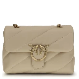 Beige Calf Leather Bos Taurus Shoulder Bag