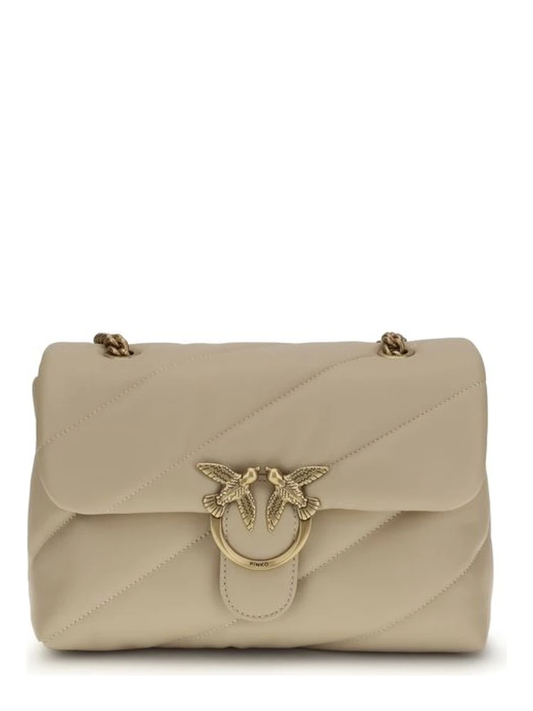 Beige Calf Leather Bos Taurus Shoulder Bag