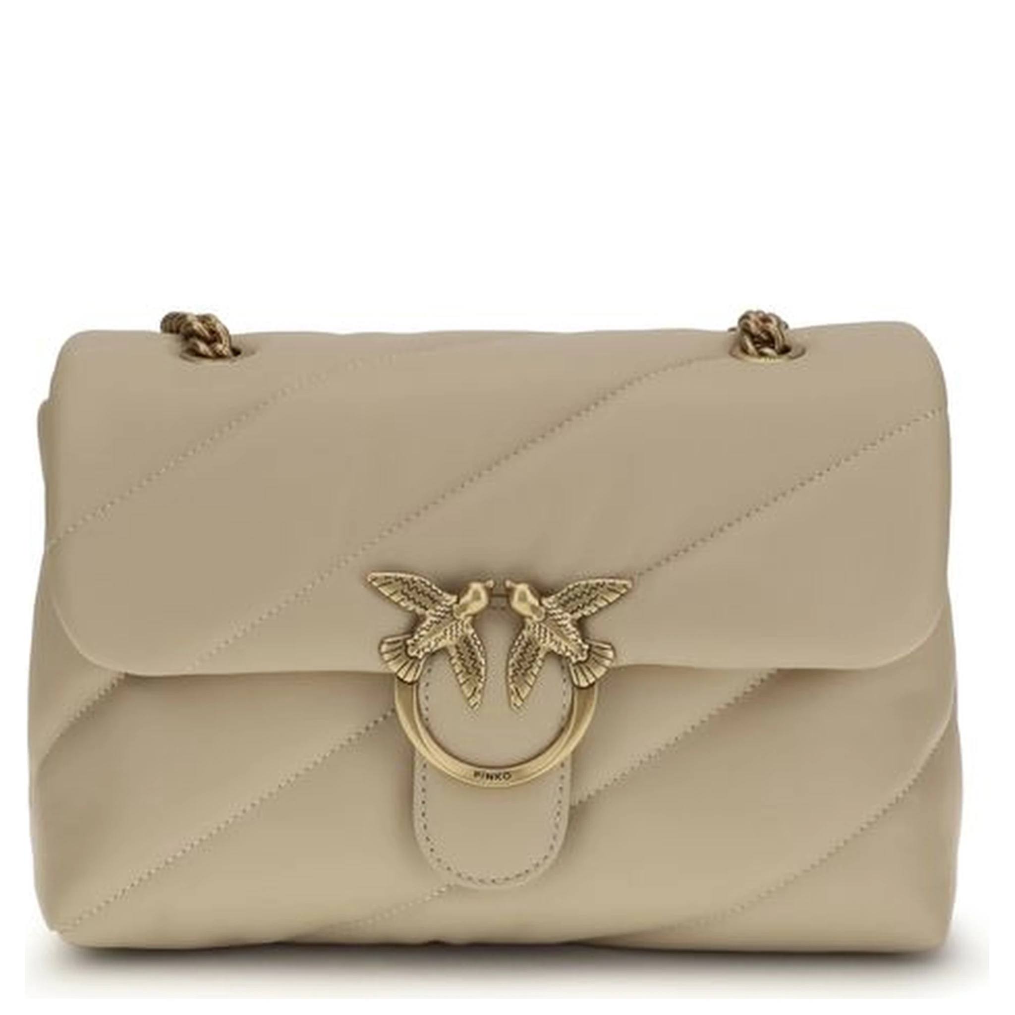 Beige Calf Leather Bos Taurus Shoulder Bag