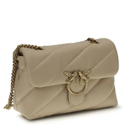 Beige Calf Leather Bos Taurus Shoulder Bag