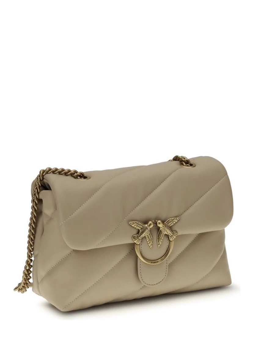 Beige Calf Leather Bos Taurus Shoulder Bag
