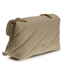 Beige Calf Leather Bos Taurus Shoulder Bag