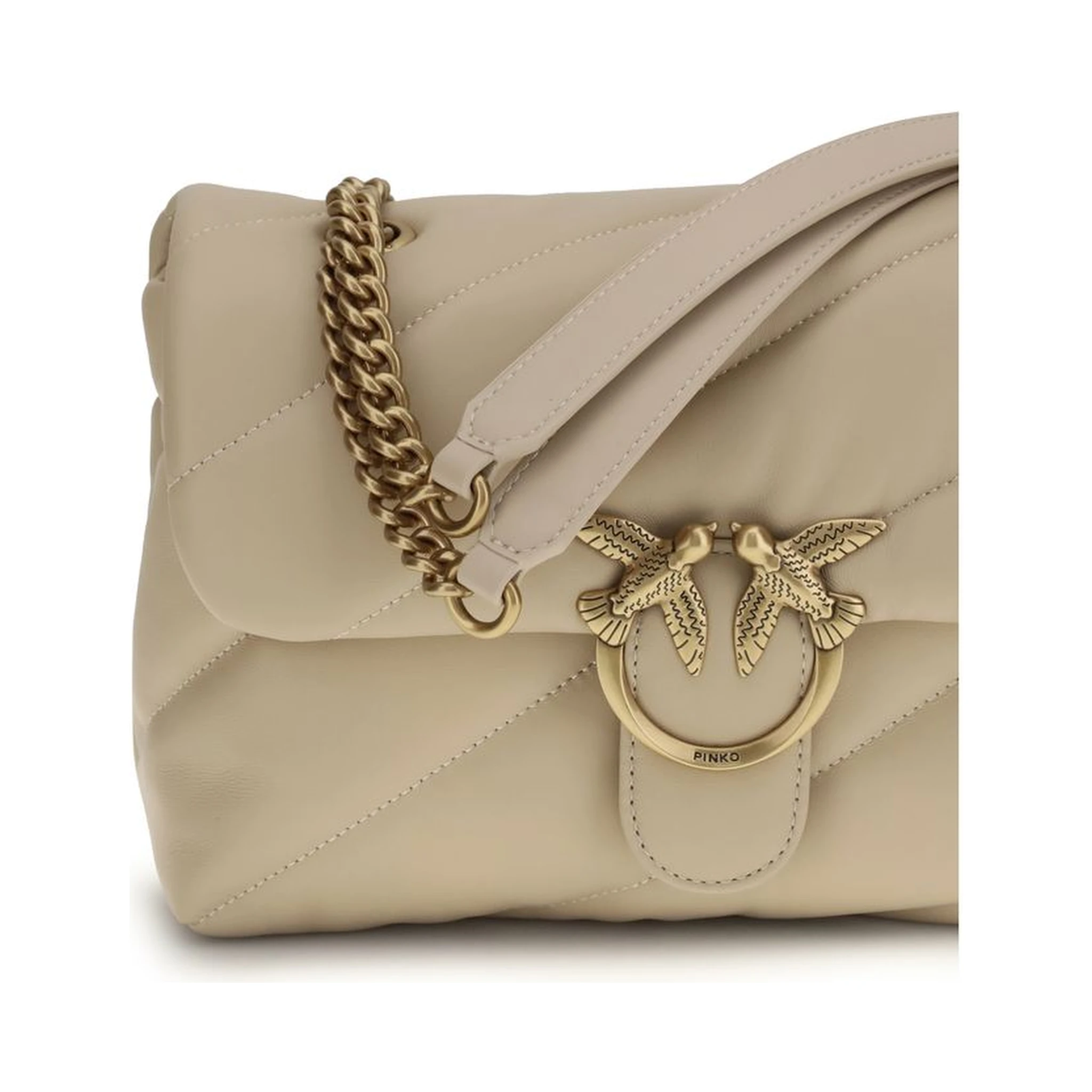 Beige Calf Leather Bos Taurus Shoulder Bag