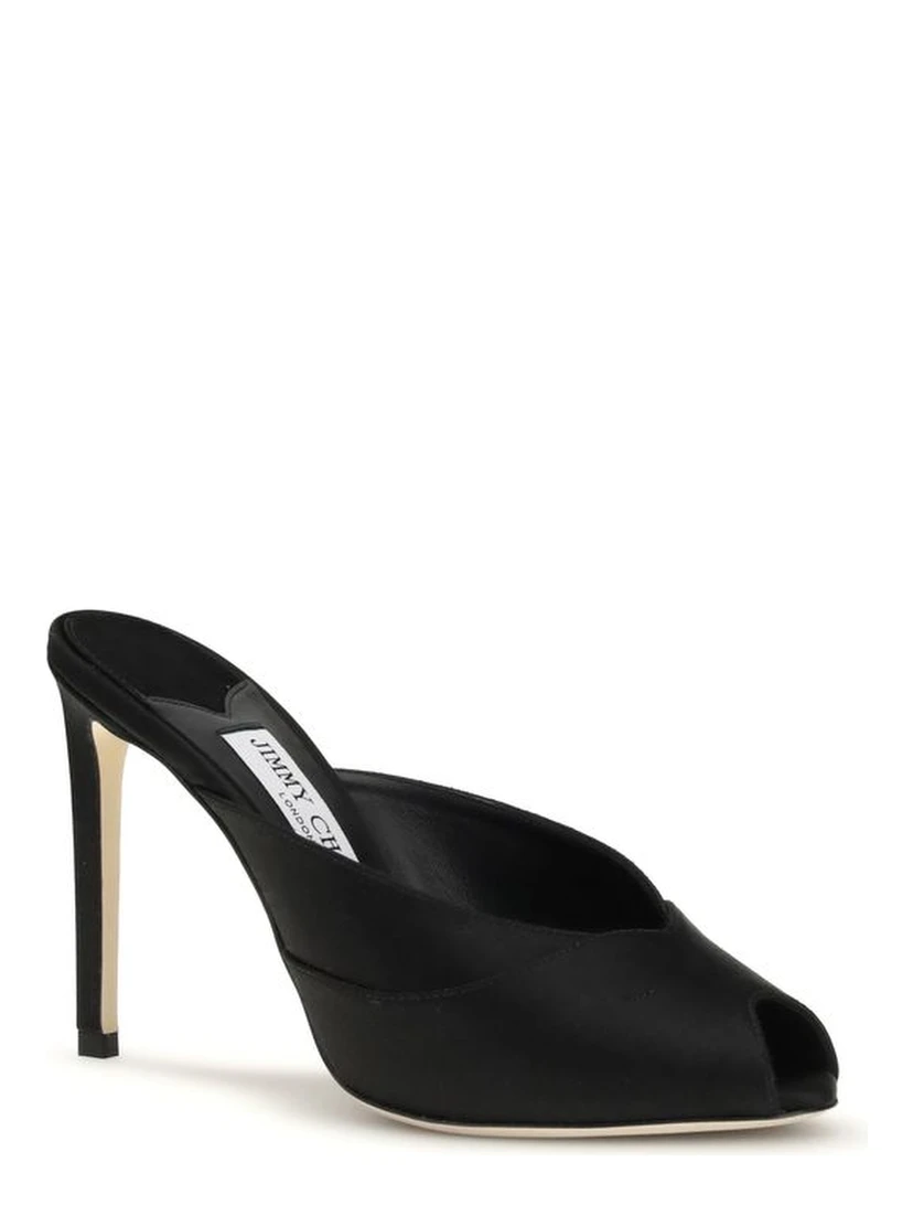 Black Calf Leather Bos Taurus Stiletto Heel Sandals