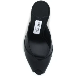 Black Calf Leather Bos Taurus Stiletto Heel Sandals