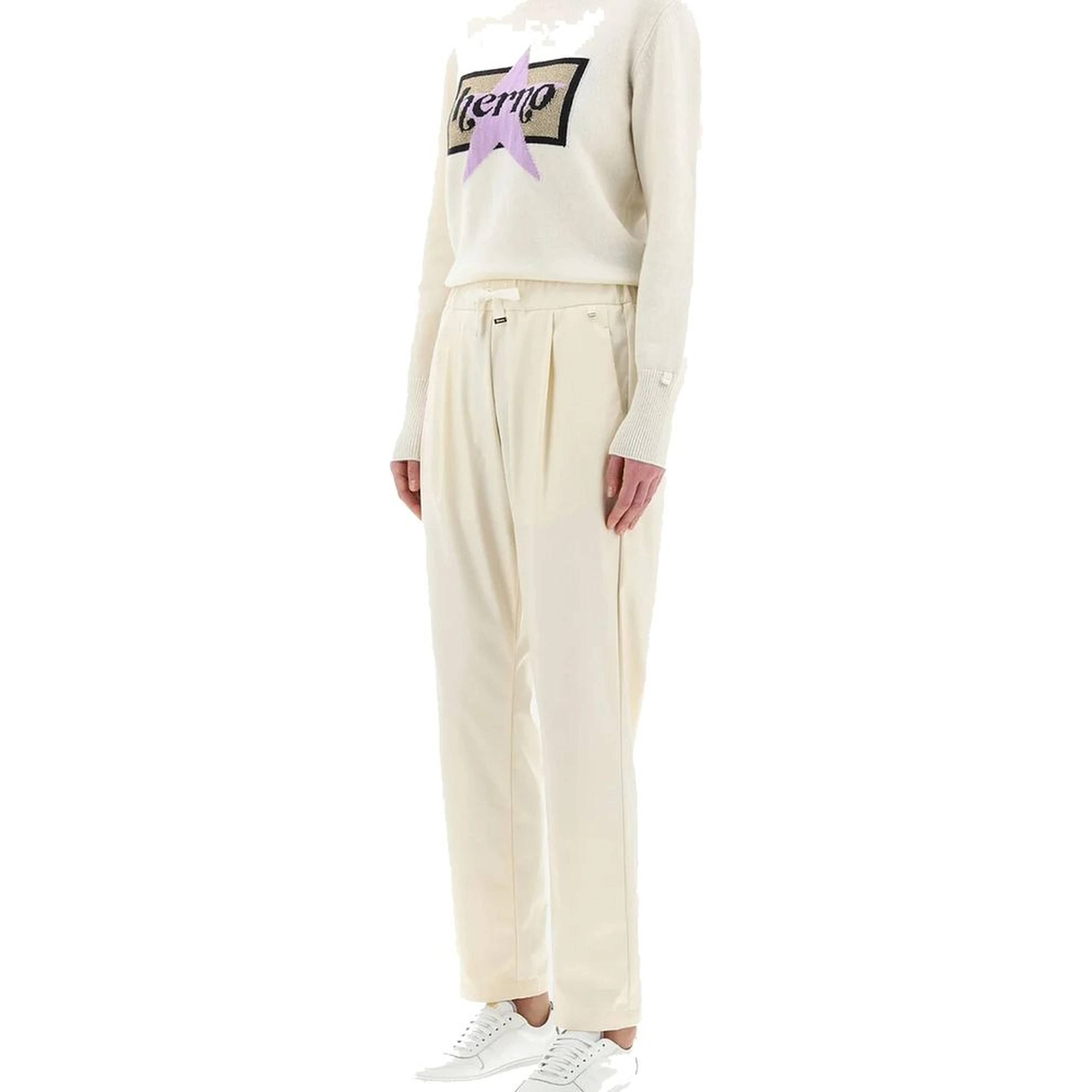 White Polyester Casual Pants