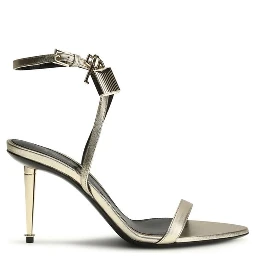 Gold Calf Leather Bos Taurus Stiletto Heel Sandals